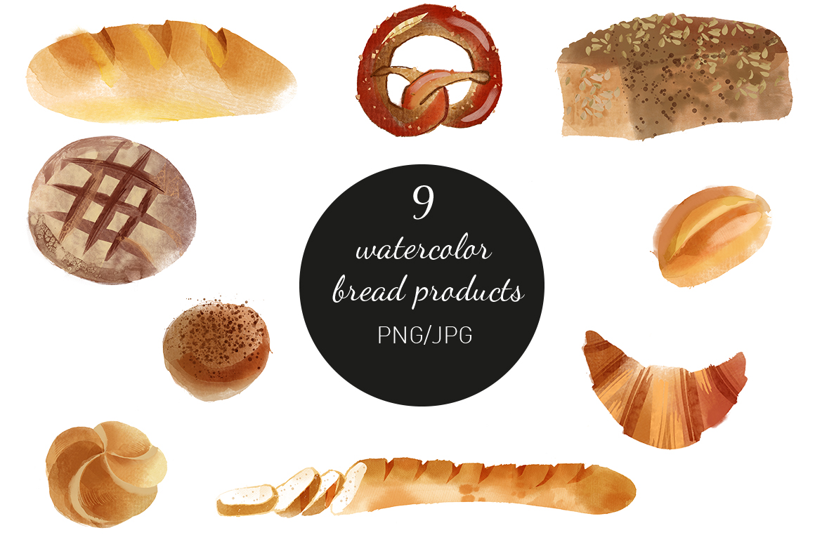 1160x772 Watercolor Bread - Bread Watercolor