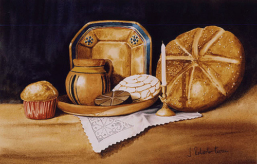 500x319 Watercolor Of Bread Mexican Bread Watercolor Roberto Turu - Bread Watercolor