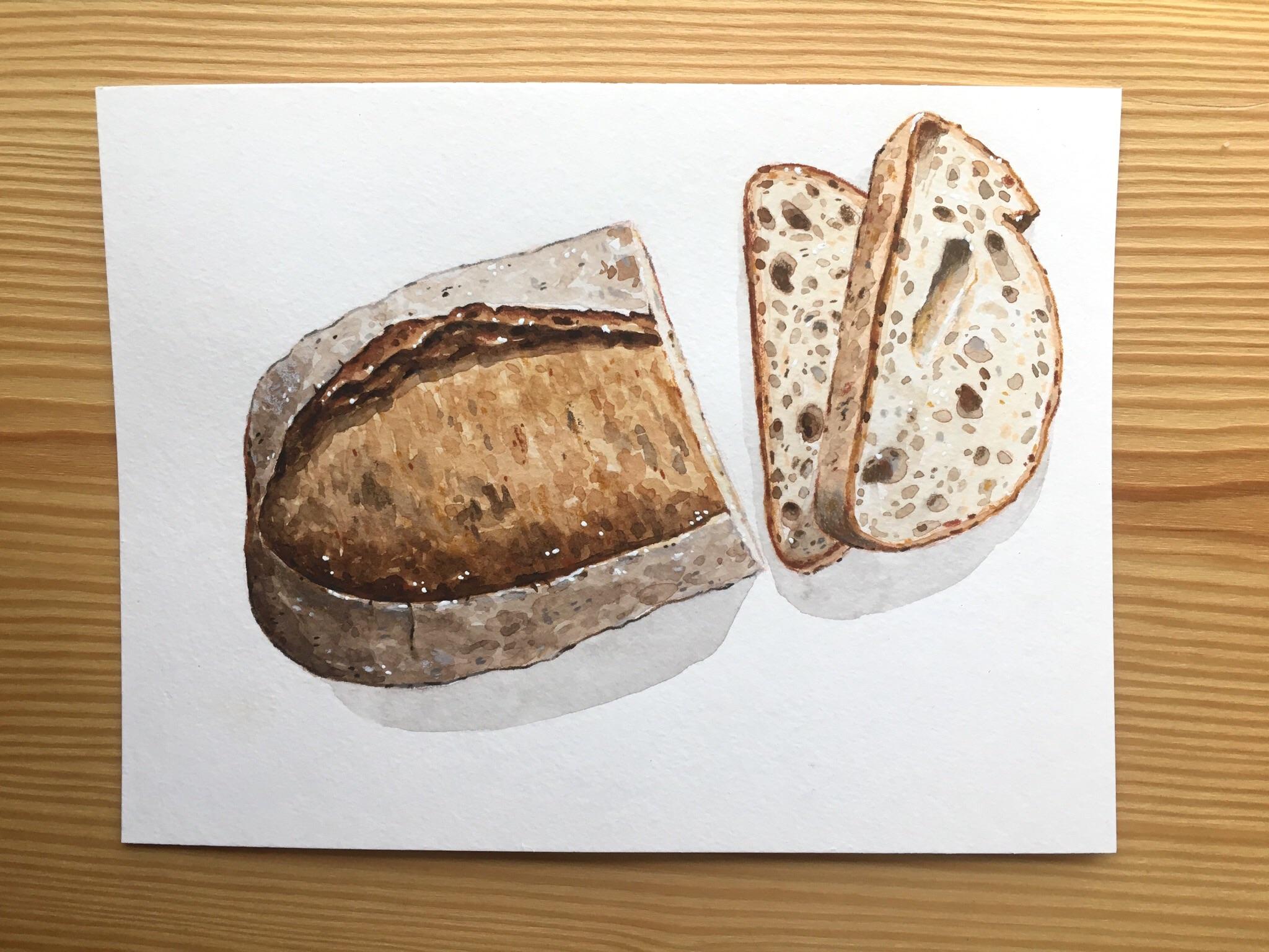 2048x1536 Bread, Watercolor And Colored Pencil 6x8 Art - Bread Watercolor