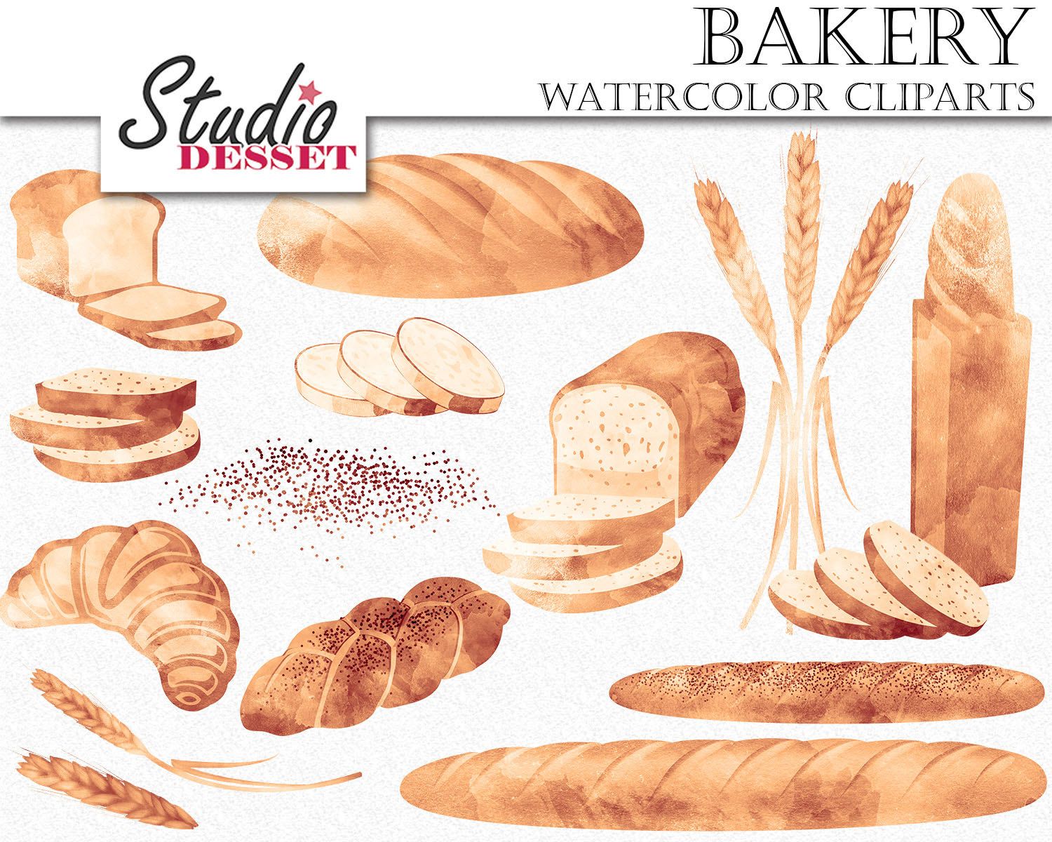 1500x1200 Bread Cliparts Watercolor, Bakery Graphics - Bread Watercolor