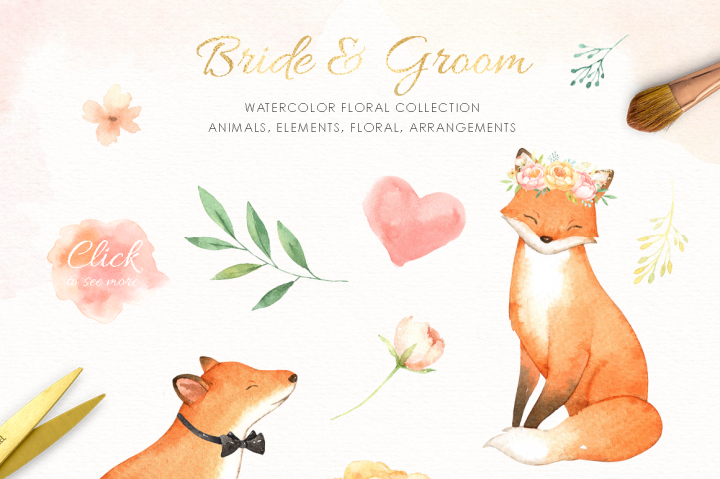 720x479 Bride Amp Groom Watercolor Clipart By Everysunsun - Bride And Groom Watercolor
