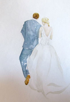 246x360 Illustration Inkling L Calligraphy Amp Illustration In The Mid - Bride And Groom Watercolor