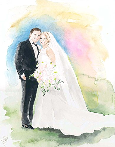 390x500 Wedding Painting Bride And Groom Painting Custom - Bride And Groom Watercolor