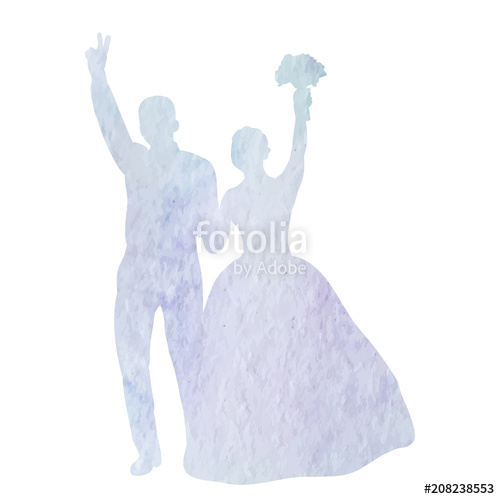 500x499 Vector, Isolated, Icon, Watercolor Silhouette Of Wedding, Bride - Bride And Groom Watercolor