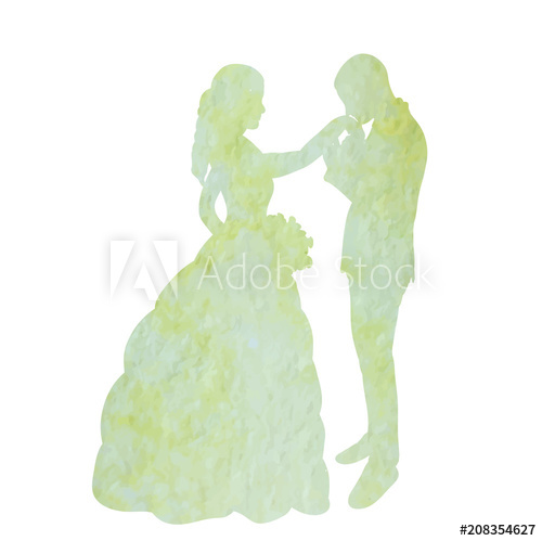 500x499 Vector, Isolated Watercolor Silhouette Of The Bride And Groom - Bride And Groom Watercolor