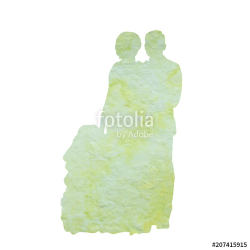 500x499 Watercolor Silhouette Of The Bride And Groom, Isolated On White - Bride And Groom Watercolor
