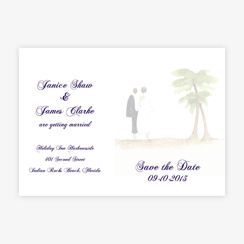 800x800 Beach Wedding Invitations - Bride And Groom Watercolor