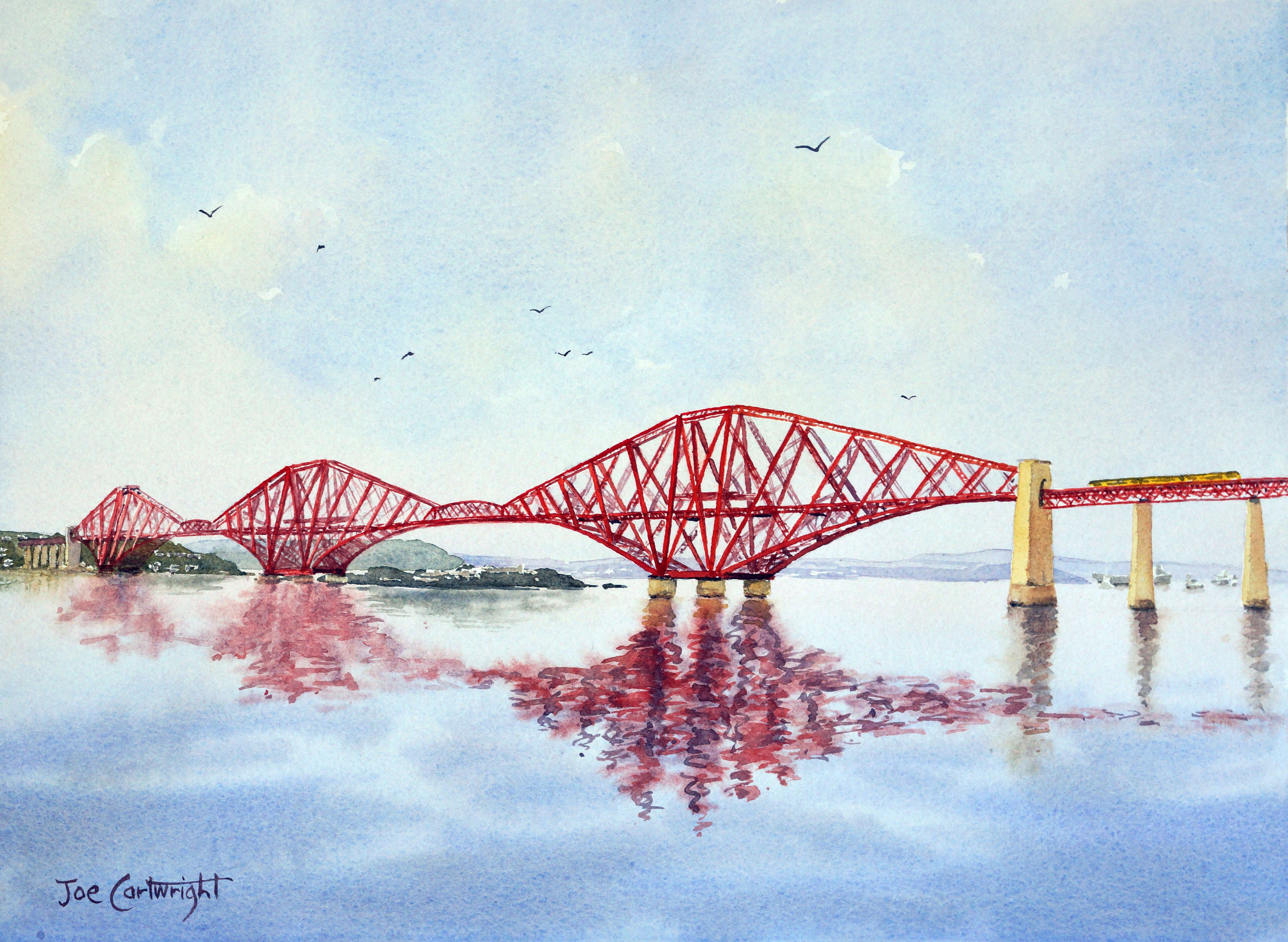 4649x3400 Forth Bridge - Bridge Watercolor