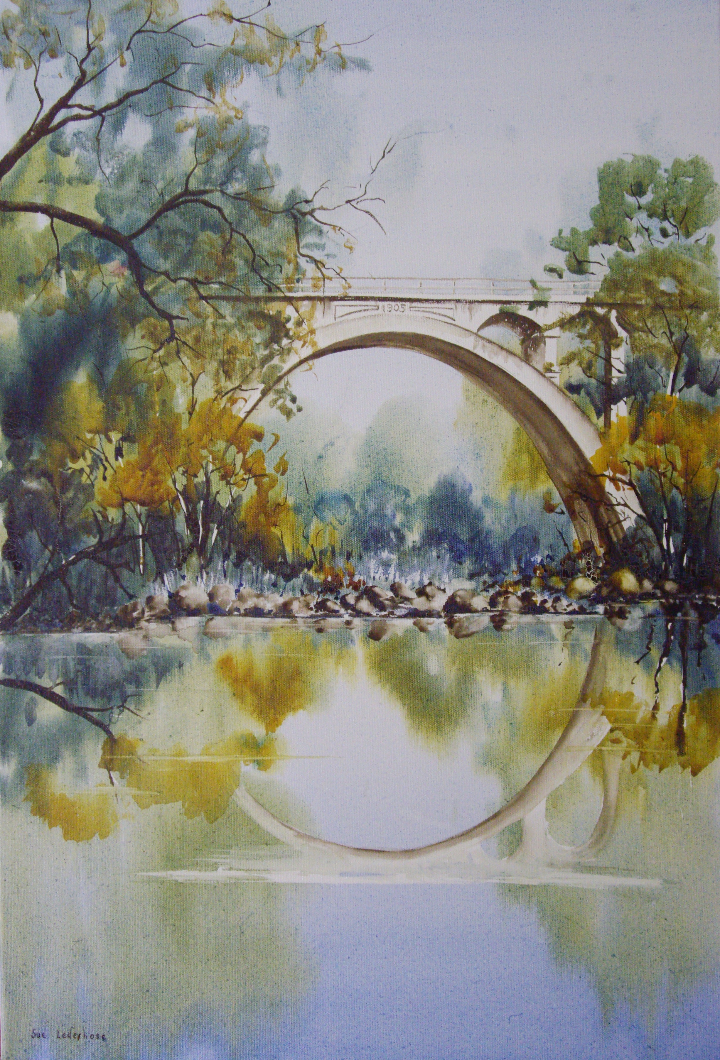 2453x3613 Historic Chowey Bridge, Biggenden - Bridge Watercolor