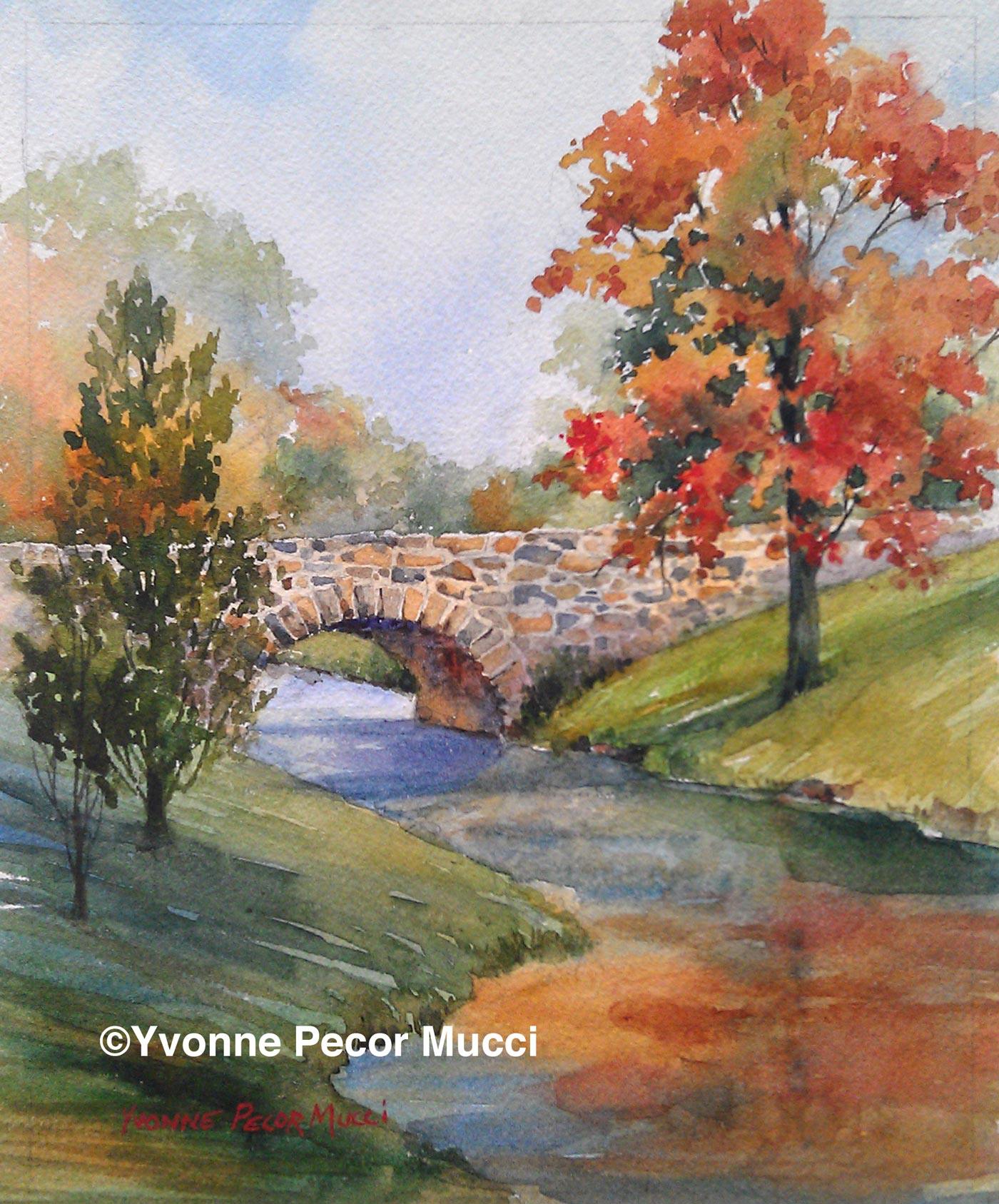 1400x1687 Stone Arch Bridge Watercolor Yvonne Pecor Mucci - Bridge Watercolor