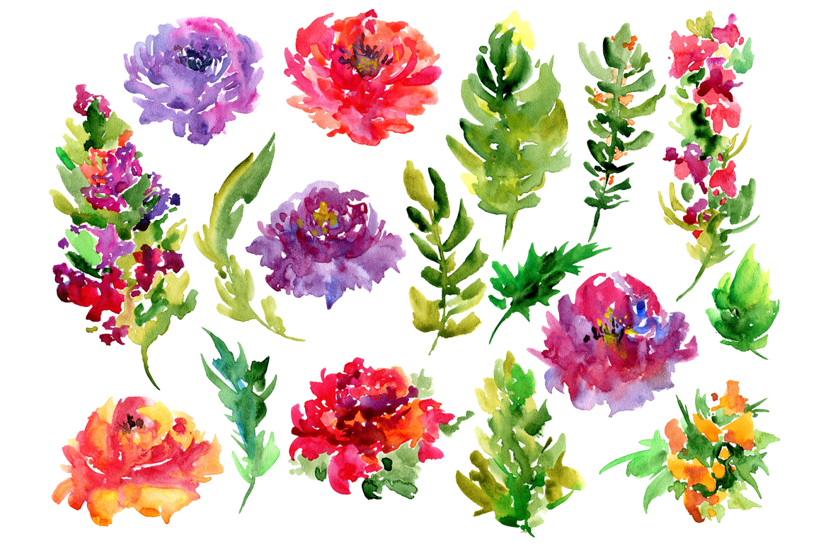 1160x772 Bright Watercolor Flowers, 17 Png By Watercolorflowers - Bright Watercolor