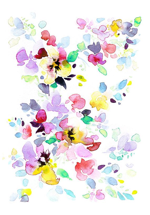 570x815 Color Splash, Bright Watercolor Flowers Art Set Of 3 Floral Wall - Bright Watercolor
