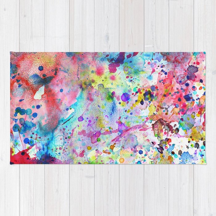 700x700 Abstract Bright Watercolor Paint Splatters Pattern Rug By - Bright Watercolor