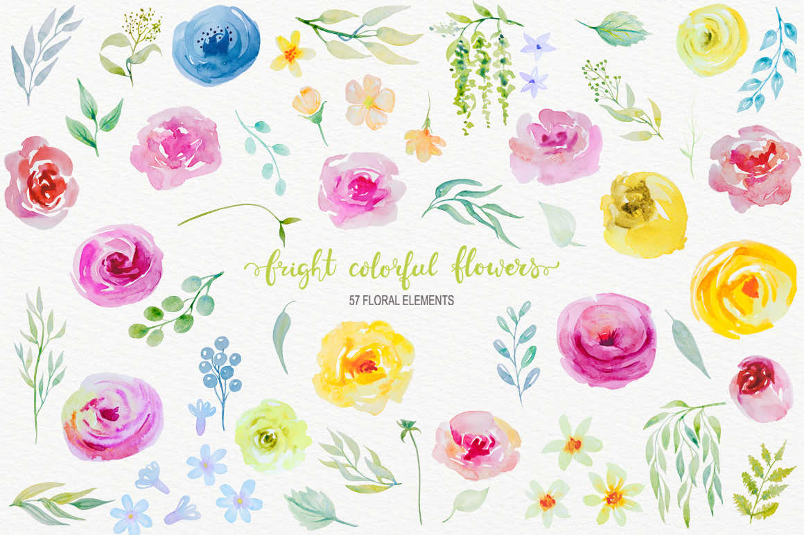 1160x772 Bright Watercolor Flowers Clipart By Laeti M - Bright Watercolor Flowers