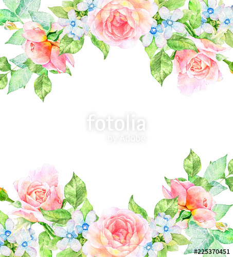 453x500 Invitation Card For Wedding With Bright Watercolor Flowers Stock - Bright Watercolor Flowers