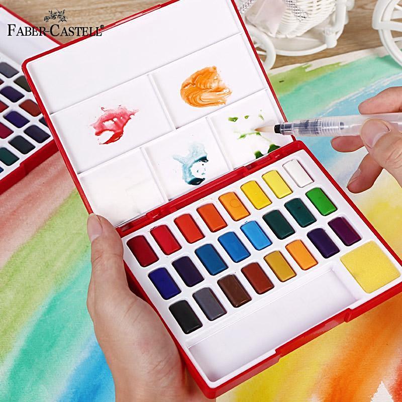 800x800 Faber Castell 243648 Piece Solid Watercolor Paint Box With - Bright Watercolor Paint
