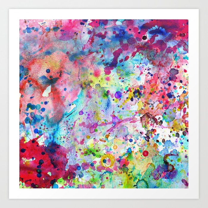 700x700 Abstract Bright Watercolor Paint Splatters Pattern Art Print By - Bright Watercolor Paint