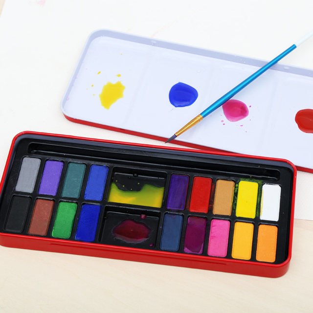 640x640 Online Shop 1824 Colors Bright Watercolor Paint Set Tin Metal Box - Bright Watercolor Paint