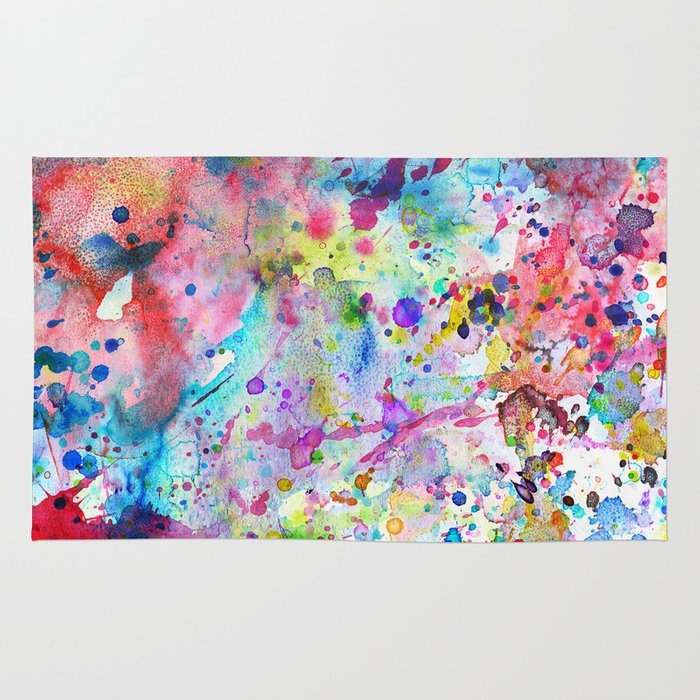 700x700 Abstract Bright Watercolor Paint Splatters Pattern Rug By - Bright Watercolor Paint
