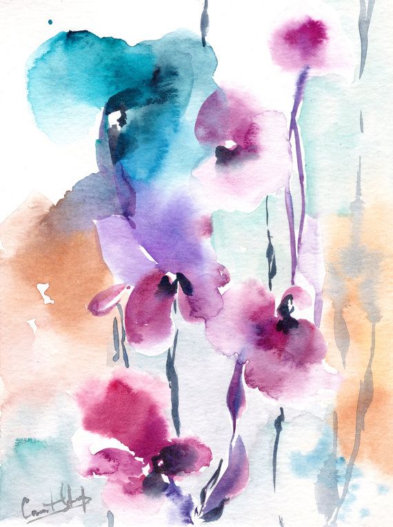 570x764 Abstract Botanical Painting, Bright Colors Painting, Original - Bright Watercolor Paint