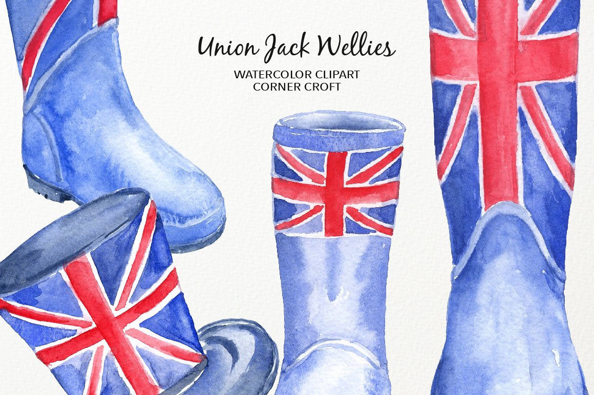 1160x772 Watercolour Union Jack Wellies Clipart, British Flag Rain Boots - British Flag Watercolor