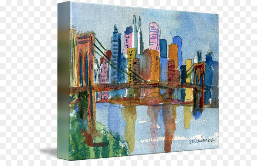 900x580 Brooklyn Bridge Park Watercolor Painting - Brooklyn Bridge Watercolor