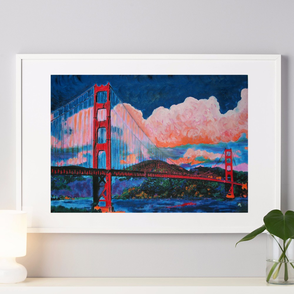1000x1000 Brooklyn Bridge Watercolor Canvas Art Print Painting Poster Wall - Brooklyn Bridge Watercolor