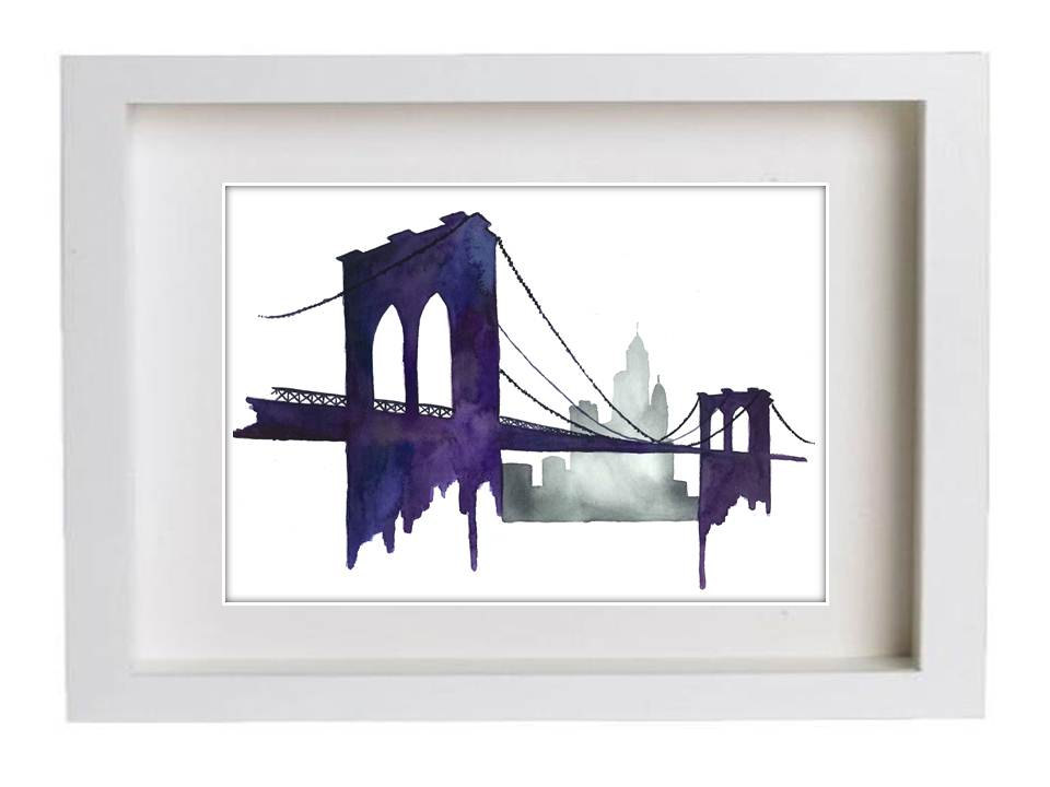 960x720 Brooklyn Bridge Watercolor Print Of Original Painting For Etsy - Brooklyn Bridge Watercolor