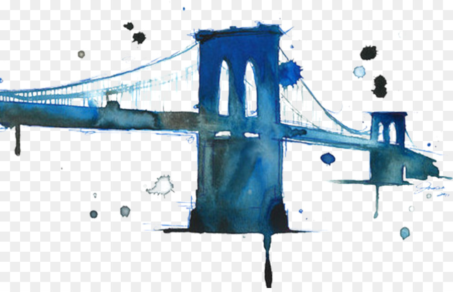 900x580 Brooklyn Bridge Watercolor Painting Printing - Brooklyn Bridge Watercolor