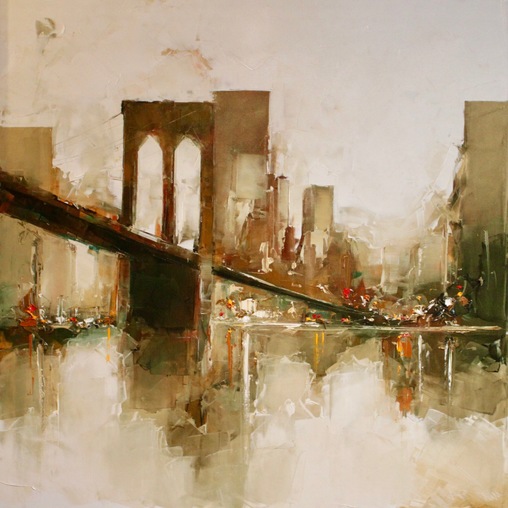 508x508 Brooklyn Bridge By Daniel Castan, 2017 Painting Artsper (284725) - Brooklyn Bridge Watercolor