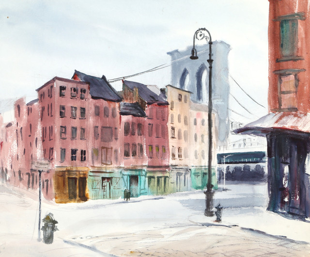 640x530 Eve Nethercott, Brooklyn Bridge, P5.68, Watercolor Painting - Brooklyn Bridge Watercolor