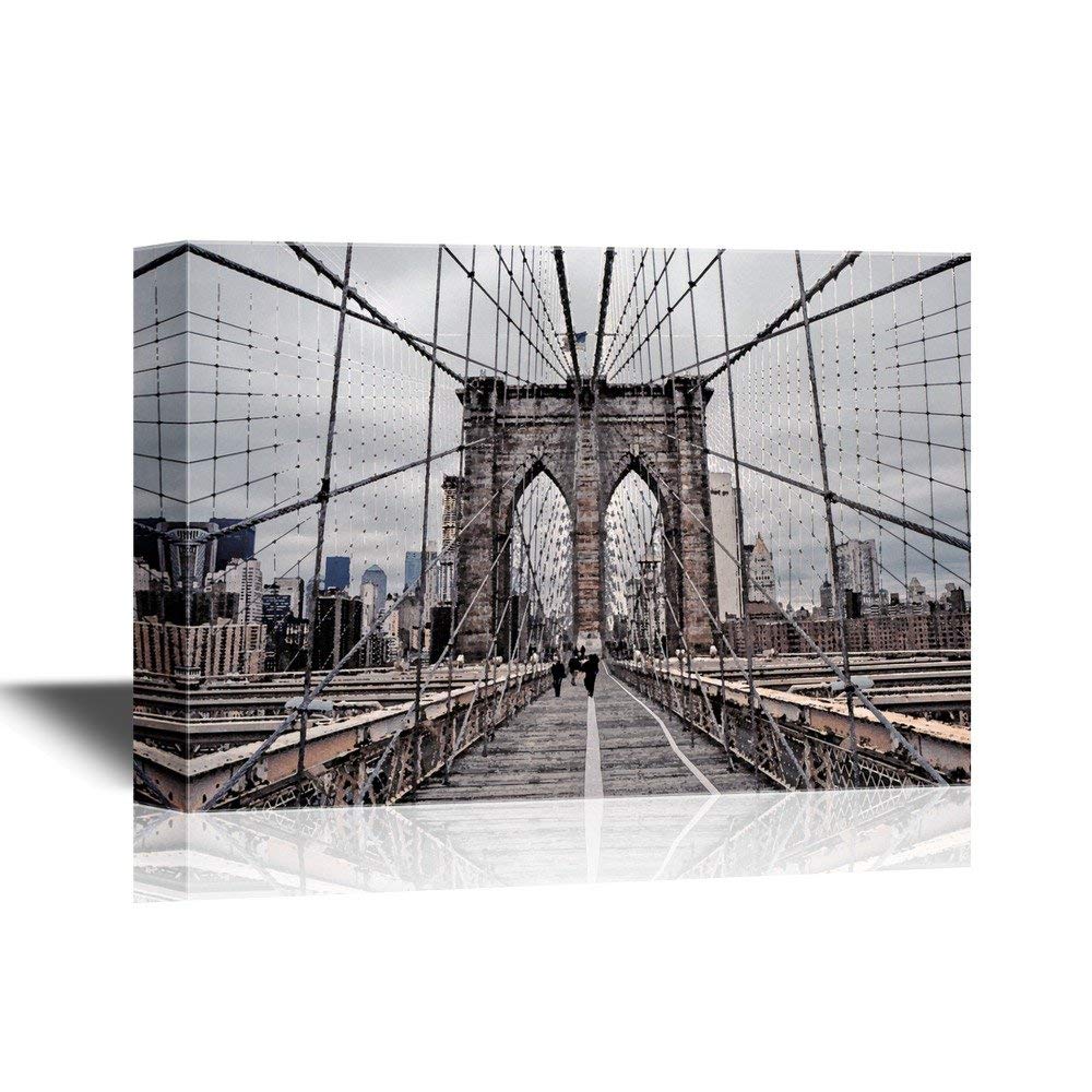 1000x1000 Watercolor Style Beautiful View Of Brooklyn Bridge And Cable - Brooklyn Bridge Watercolor