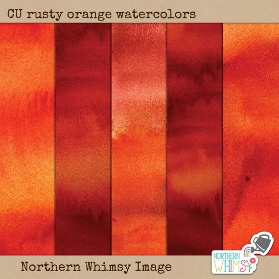 570x570 Watercolor Digital Paper Rusty Orange Brown Watercolor Etsy - Brown Watercolor Paper