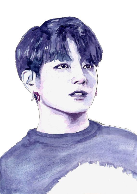 570x806 Bts Watercolour Portrait Painting Print Jungkook (Jeon Jungkook - Bts Watercolor