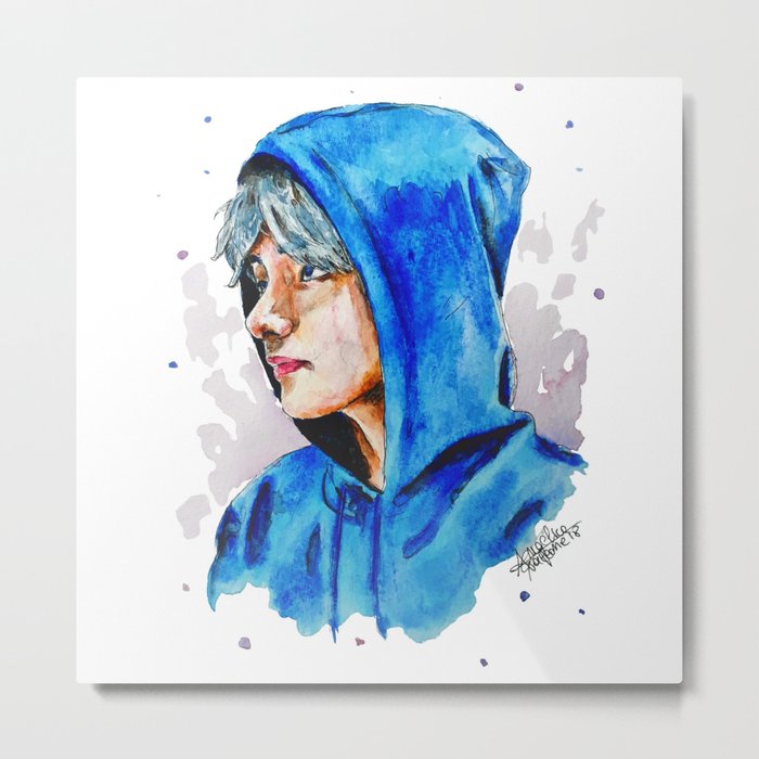 700x700 Taehyung Watercolor Bts Metal Print By Drawpassionn Society6 - Bts Watercolor