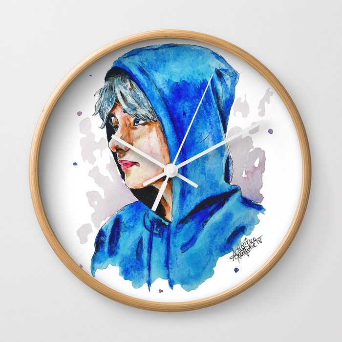 700x700 Taehyung Watercolor Bts Wall Clock By Drawpassionn Society6 - Bts Watercolor