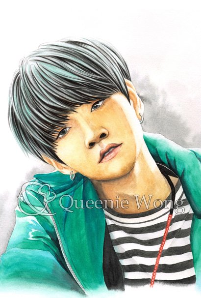 410x606 Bts Suga, Art Print Of A Watercolor Painting, 4x6 Inch Q Art - Bts Watercolor