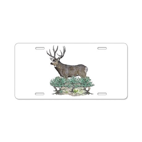 460x460 Buck Watercolor Art Aluminum License Plate By Dmsdesignshop - Buck Watercolor