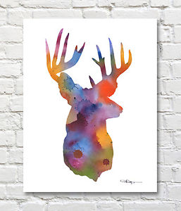 257x300 Deer Abstract Watercolor Buck Painting 11 X 14 Art Print By - Buck Watercolor