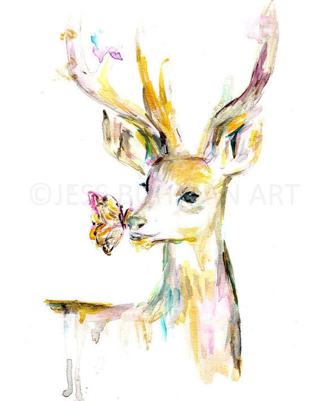 642x803 Deer Watercolor Painting Print 11 X 14 Deer Etsy - Buck Watercolor