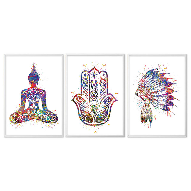 640x640 Gzcjhp Watercolor Buddha Lotus Canvas Poster Abstract Minimalist - Buddha Watercolor