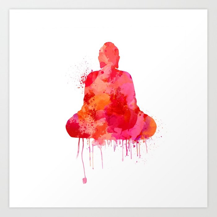 700x700 Red Buddha Watercolor Art Art Print By Thubakabra Society6 - Buddha Watercolor