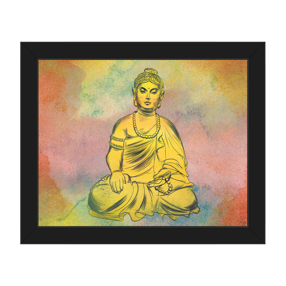 1000x1000 Shop Calm Buddha Watercolor Framed Canvas Wall Art - Buddha Watercolor