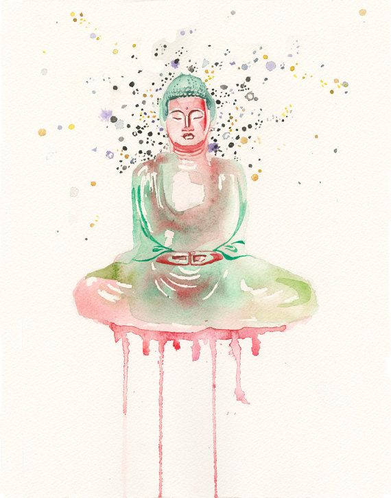 570x726 Watercolor Art Print Buddha In Color By Piinkpaintbrush On Etsy - Buddha Watercolor