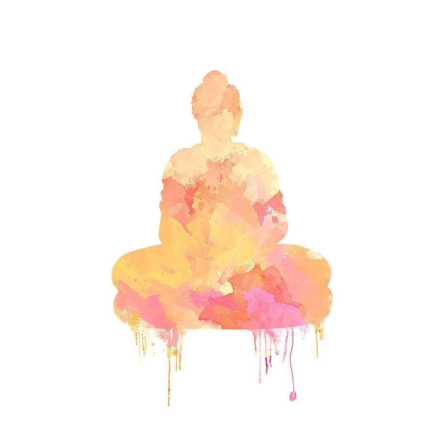 900x900 Watercolor Buddha Art Painting By Anita Mihalyi - Buddha Watercolor