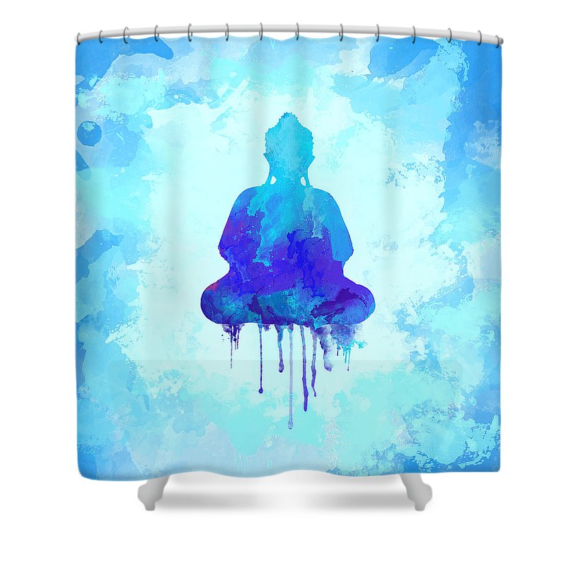 800x800 Blue Buddha Watercolor Painting Shower Curtain For Sale By Thubakabra - Buddha Watercolor