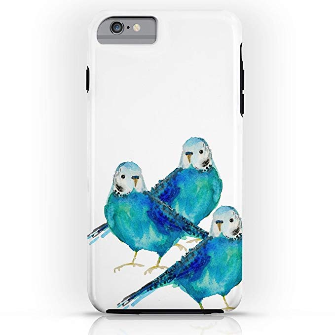 679x679 Society6 Blue Budgie Watercolor Tough Case Iphone 6s - Budgie Watercolor