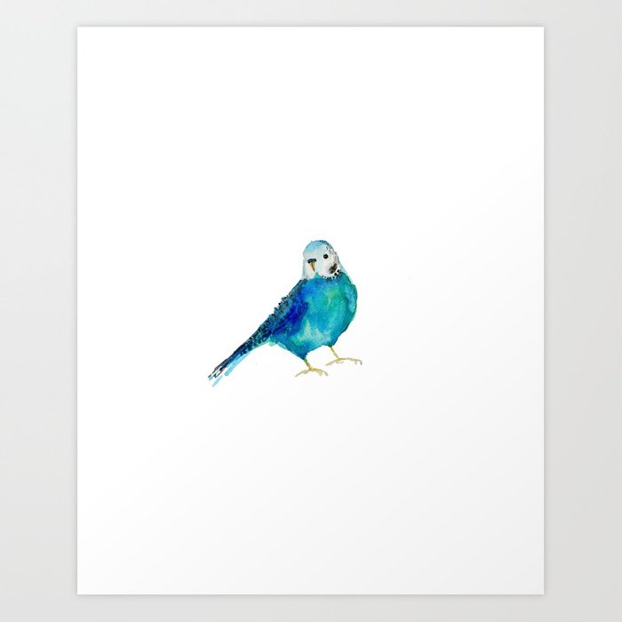 700x700 Blue Budgie Watercolor Art Print By Craftberrybush Society6 - Budgie Watercolor