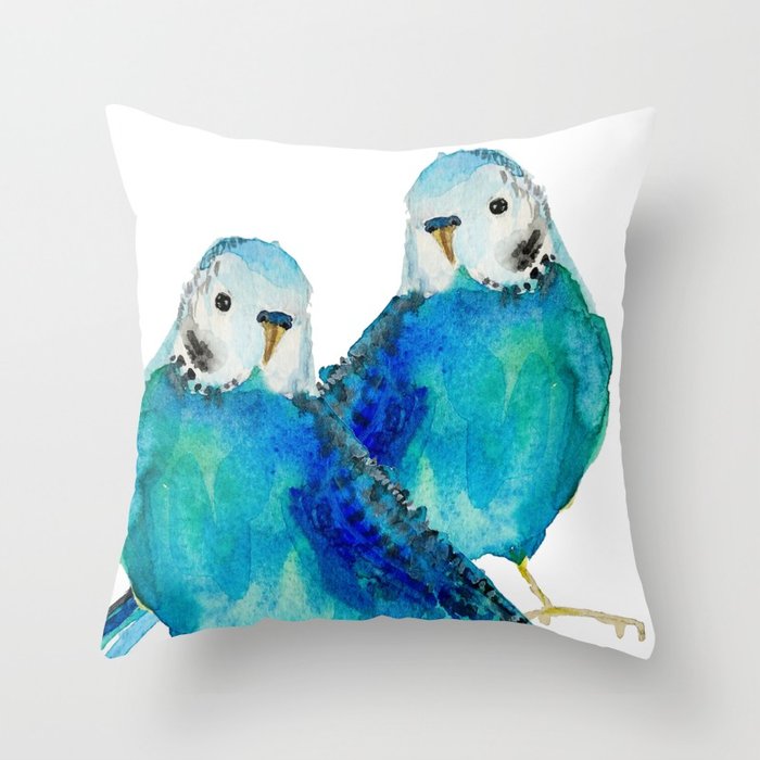 700x700 Blue Budgie Watercolor Throw Pillow By Craftberrybush Society6 - Budgie Watercolor