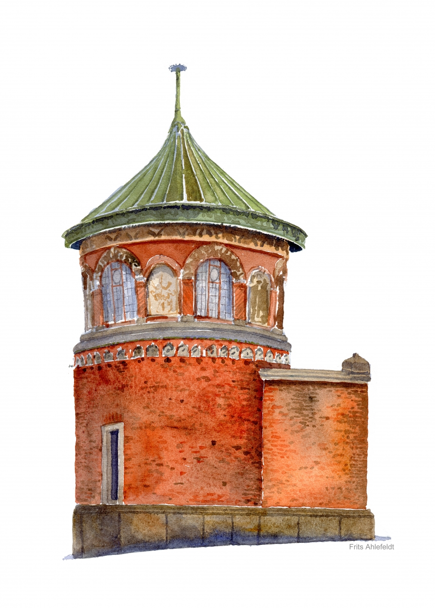 893x1250 Watercolor Sketch Copenhagen, Carlsberg Pavilion The Hiking - Building Watercolor